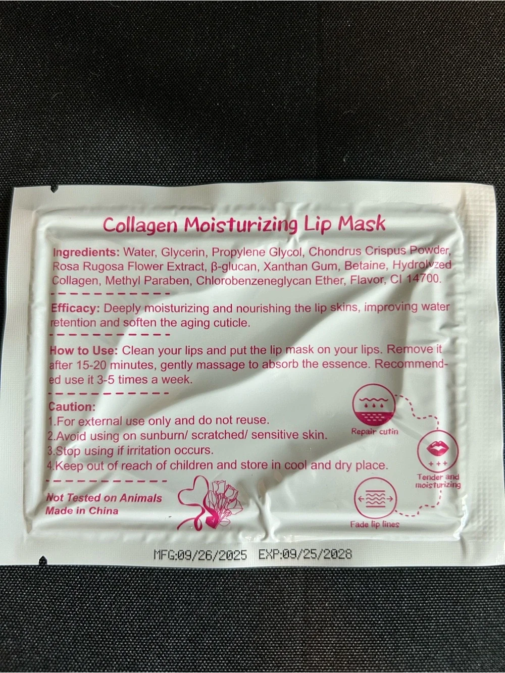 Set of 25 Collagen Hydrating Pink Lip Mask Single-Use Patch